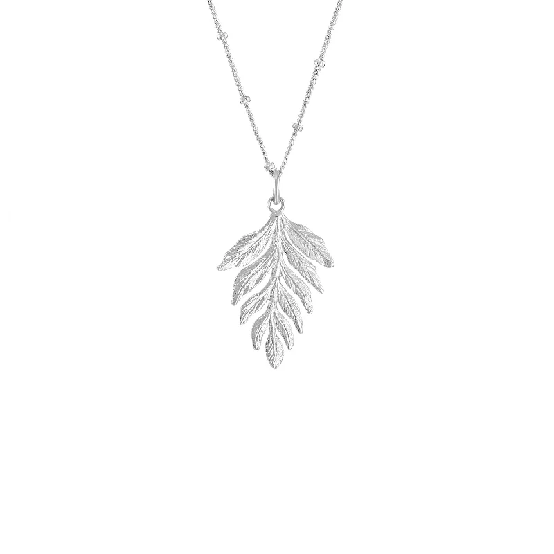 Silver Fern Drop Pendant