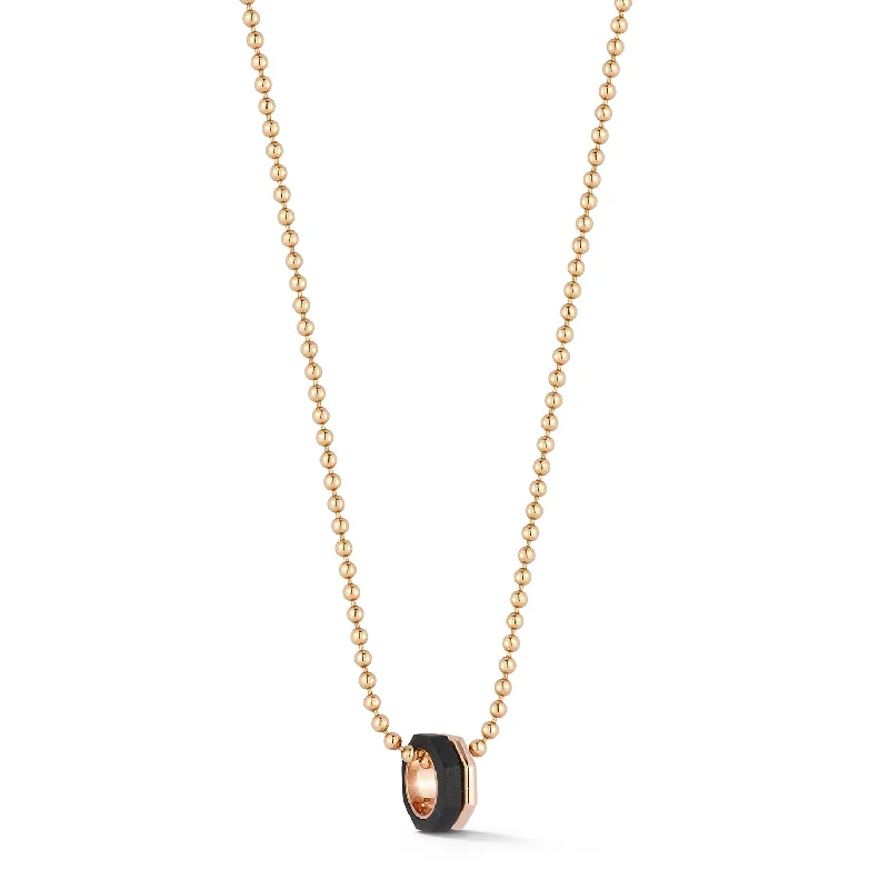 SYDNEY 18K ROSE GOLD AND EBONY OCTAGON BEAD NECKLACE