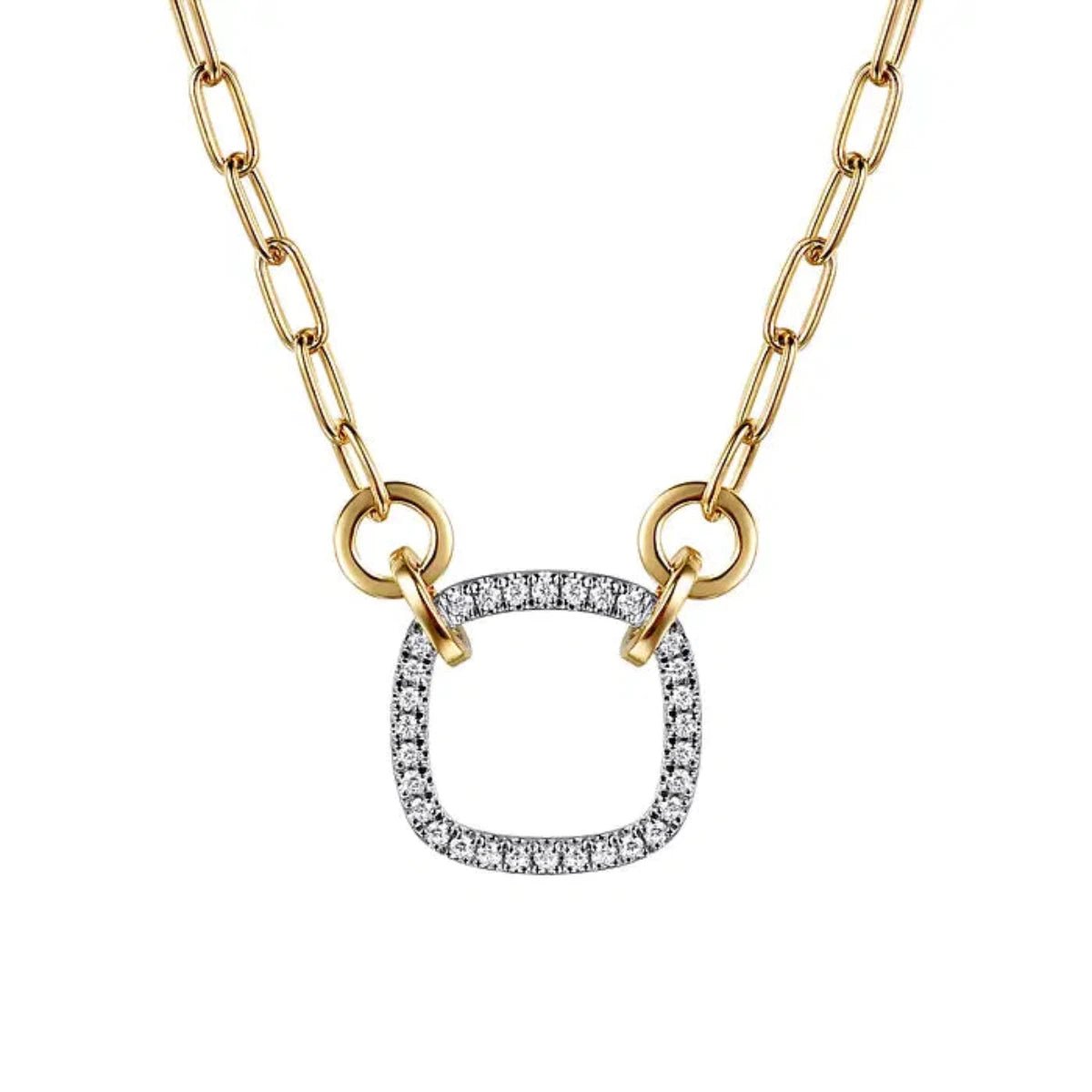 Timeless Jewelry Styles At Wallet-Friendly Prices 14K Y Gold 0.23ctw 17" Hollow Paperclip Chain with Open Diamond Square