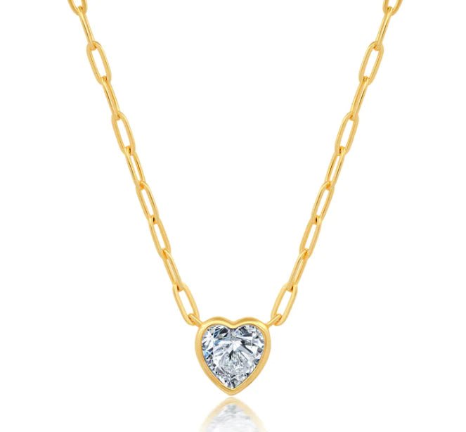 Limited-Time Jewelry Sale – Don't Miss Out On Dazzling Discounts 14K Y Gold 2.06ct F/VS2 Lab-Created Heart Diamond on Paperclip Chain