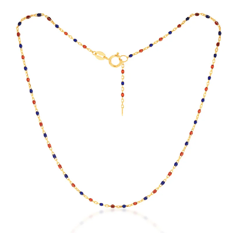 9ct Yellow Gold Fancy Red And Blue Bead Anklet