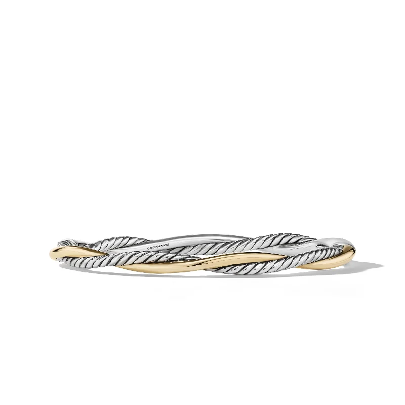 Celebrate Every Occasion With Sparkling Savings Petite Infinity Bracelet in Sterling Silver with 14K Yellow Gold\, 4.4mm