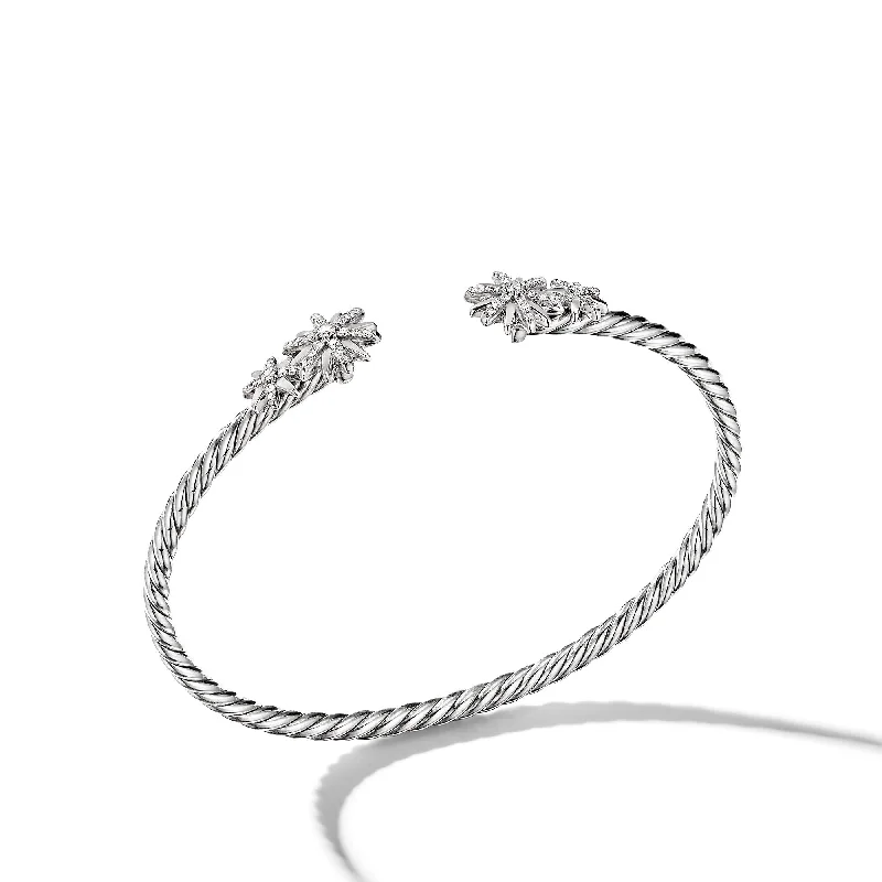 Jewelry Clearance – Final Chance To Save Big Starburst Cable Bracelet in Sterling Silver with Diamonds\, 3.5mm