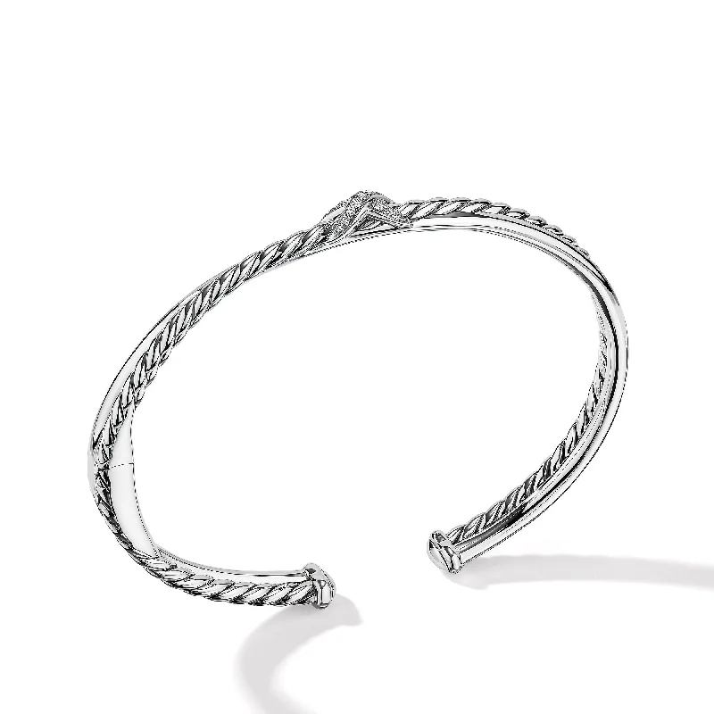 Exclusive Savings On Timeless Jewelry Pieces Petite X Center Station Bracelet in Sterling Silver with Diamonds\, 5.2mm