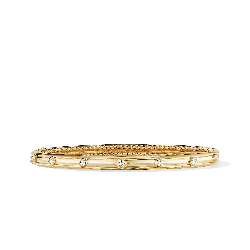 Exclusive Gemstone Jewelry At Special Prices Modern Renaissance Bangle Bracelet in 18K Yellow Gold with Diamonds\, 4.5mm