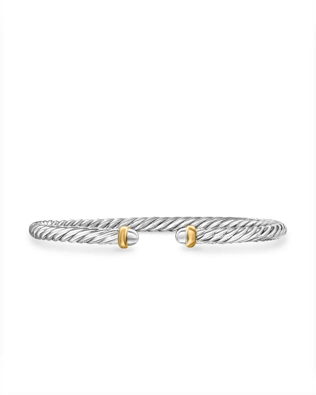 Stunning Jewelry At A Fraction Of The Price Modern Cable Bracelet in Sterling Silver with 14K Yellow Gold\, 4mm