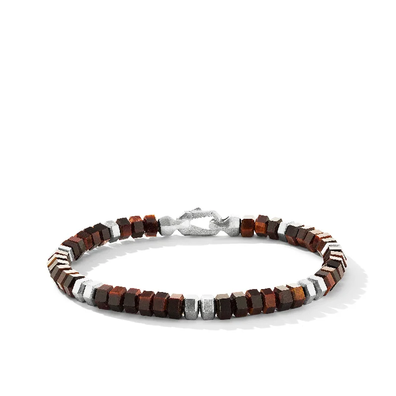 Limited-Time Offer On Elegant Jewelry Pieces Hex Bead Bracelet in Sterling Silver with Red Tigers Eye\, 6mm