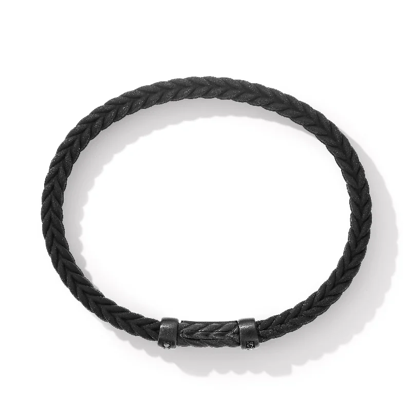 Shop Jewelry That Shines Without The High Price Chevron Bracelet  in Black Rubber with Black Titanium and Black Diamonds\, 6mm