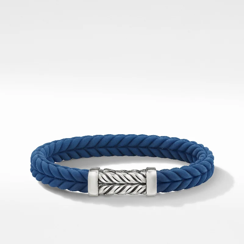 Best Jewelry Sale Prices – Limited-Time Offer Chevron Bracelet  in Blue Rubber with Sterling Silver\, 9mm