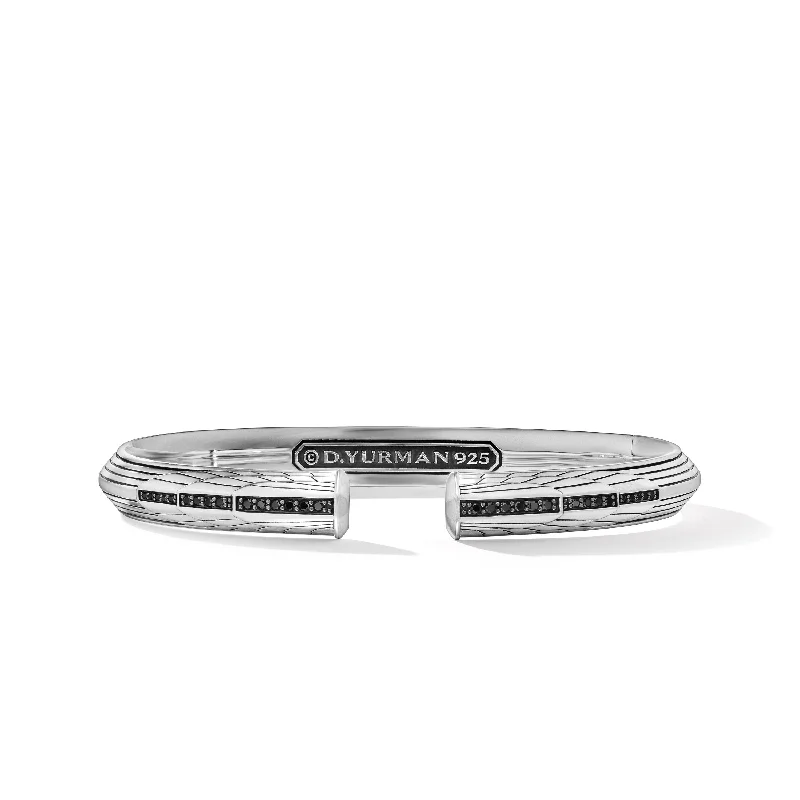 Stunning Jewelry At A Fraction Of The Price Empire Cuff Bracelet in Sterling Silver with Black Diamonds\, 9mm