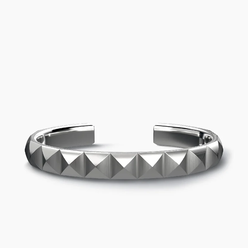 Shop Dazzling Jewelry At The Best Prices 9.3MM PYRAMID OPEN CUFF BRACELET SIL