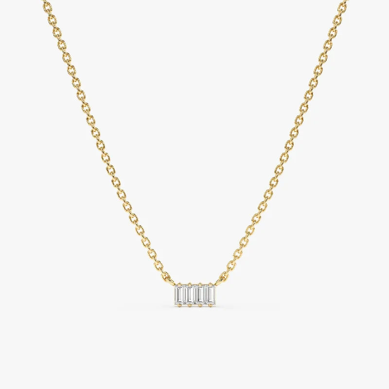 Baguette Diamond Cluster Necklace, Helena