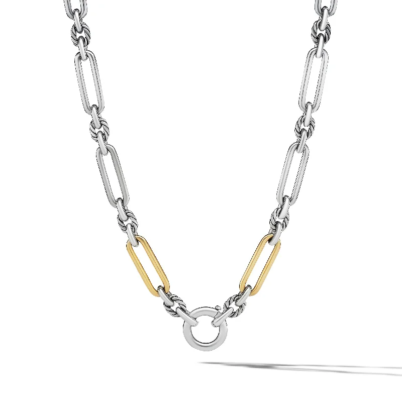 Elevate Your Outfit With Discounted Statement Jewelry Lexington Chain Necklace in Sterling Silver with 18K Yellow Gold\, 7mm