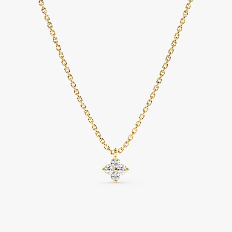 Solid Gold Petite Diamond Clover Necklace, Scarlett