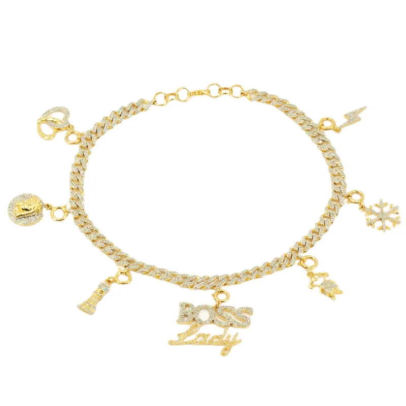 Copy of 10k Gold 0.45ctw Diamond Charm Anklet 9" - 10". Bracelet Only. Charms Sold Separately