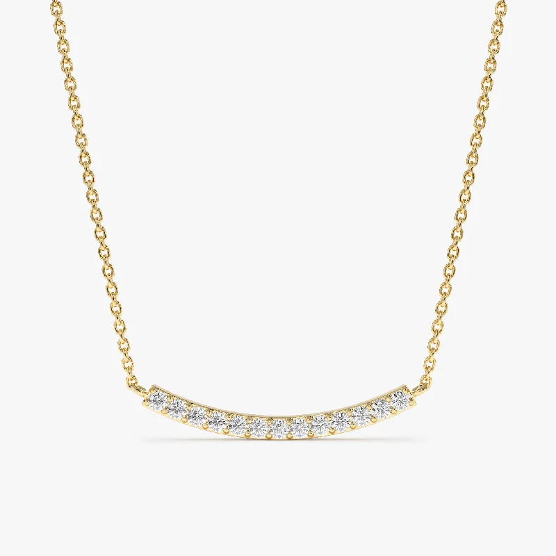 Curved Diamond Bar Necklace, Ava