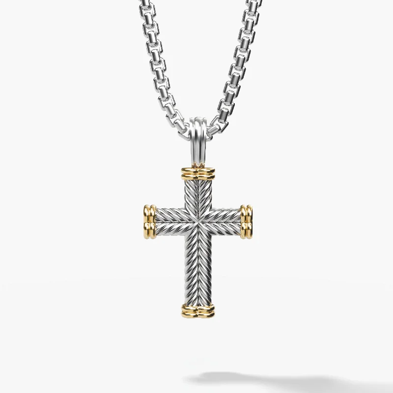 Trending Jewelry Styles Now At Limited-Time Discounts 32.6MM CHEVRON CROSS ENHANCER SIL/18K