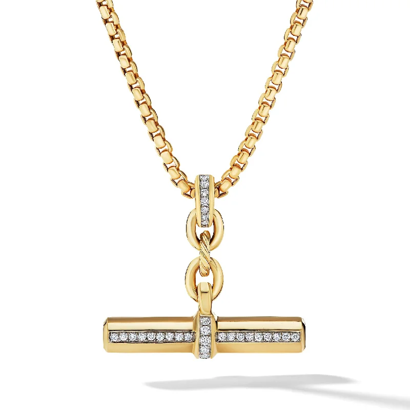 Shop Handcrafted Jewelry At Special Promotional Rates Lexington E/W Barrel Pendant in 18K Yellow Gold with Diamonds\, 32mm