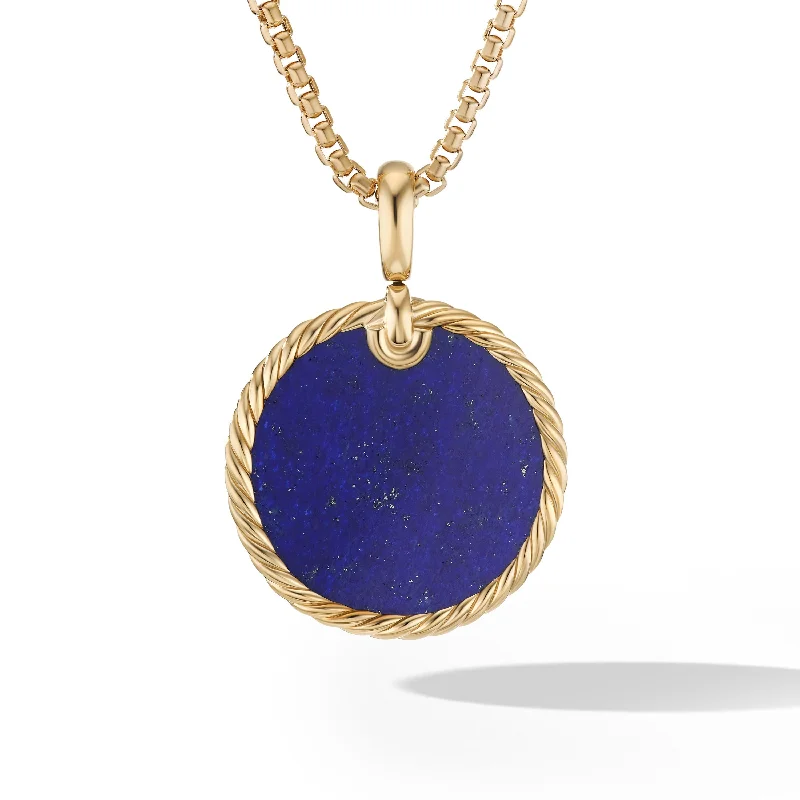 The Ultimate Jewelry Sale – Shop Premium Styles DY Elements® Disc Pendant in 18K Yellow Gold with Lapis\, 24mm