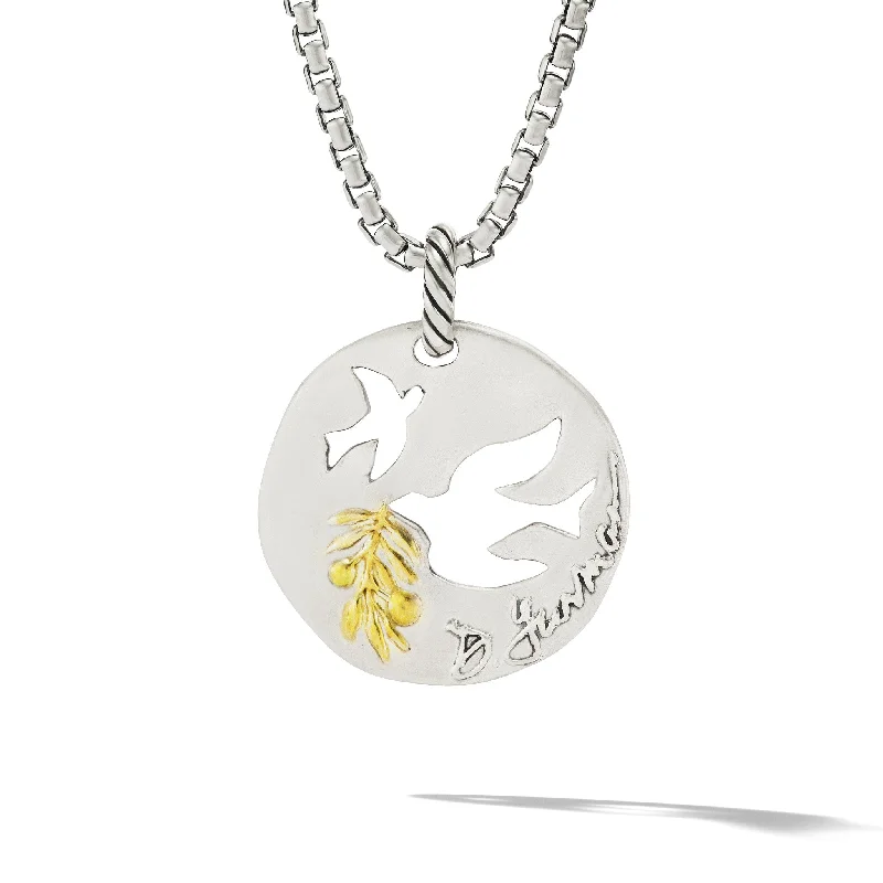 Classic And Modern Jewelry Styles On Sale DY Elements® Dove Pendant in Sterling Silver with 18K Yellow Gold\, 26.3mm