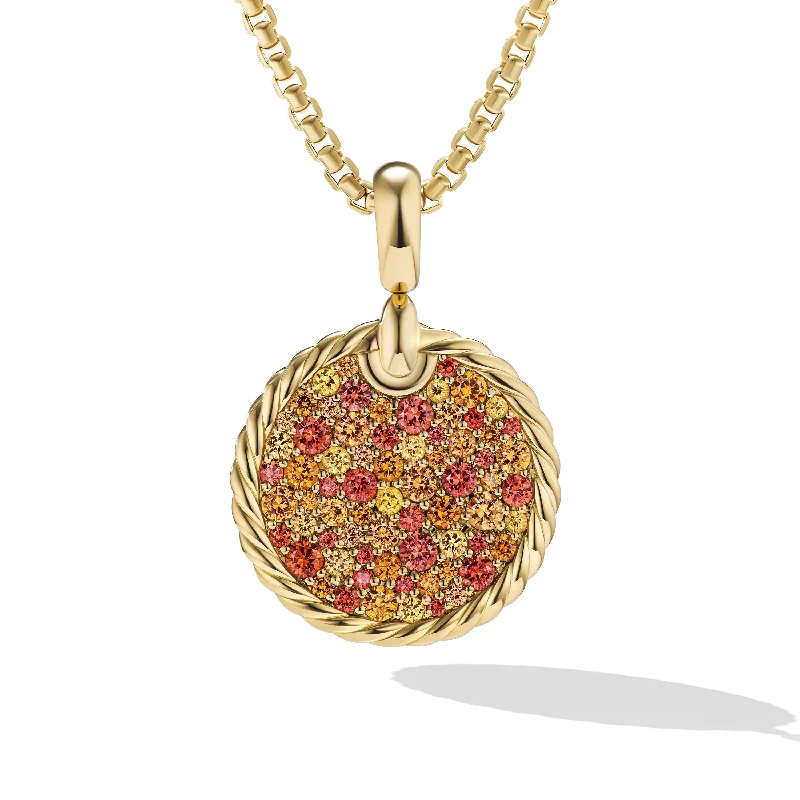 Limited-Stock Jewelry Sale – Shop Before It's Gone DY Elements® Color Pendant in 18K Yellow Gold with Pavé Orange Sapphires\, Spessartite Garnet and Yellow Sapphires\, 30mm