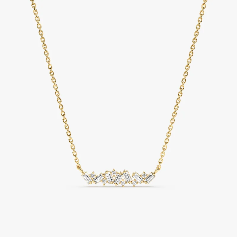 Baguette Diamond Cluster Necklace, Nyla