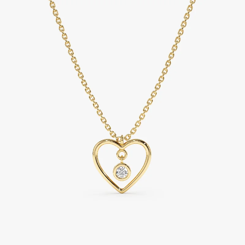 Diamond In Heart Outline Necklace, Anabella