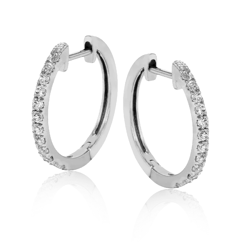 Huggie Hoop Earrings in 18k Gold with Diamonds