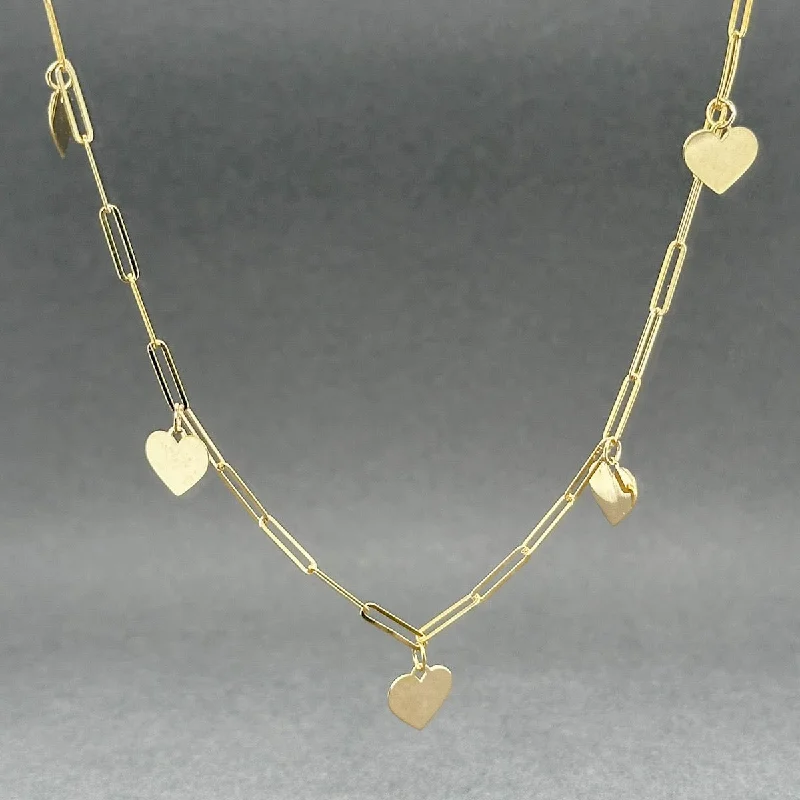 Breathtaking Jewelry, Breathtaking Prices Estate 10K Y Gold 5 Heart Paperclip Chain Necklace