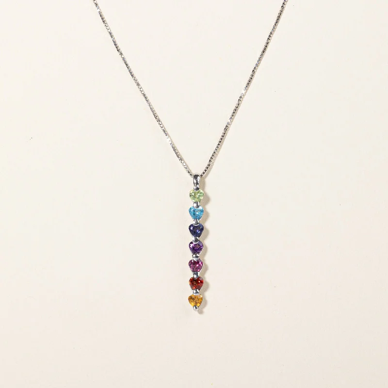 Multi Gem Rainbow Pendant & Necklace | 0.49ctw | 18" |