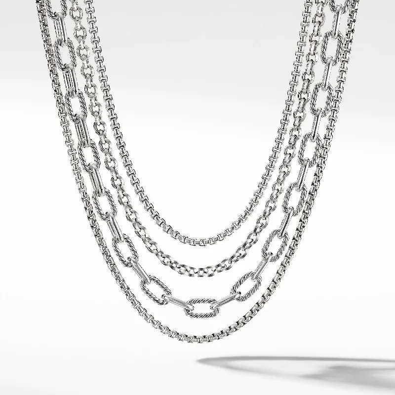 Seasonal Jewelry Clearance – Best Styles At The Lowest Prices Four Row Mixed Chain Bib Necklace in Sterling Silver