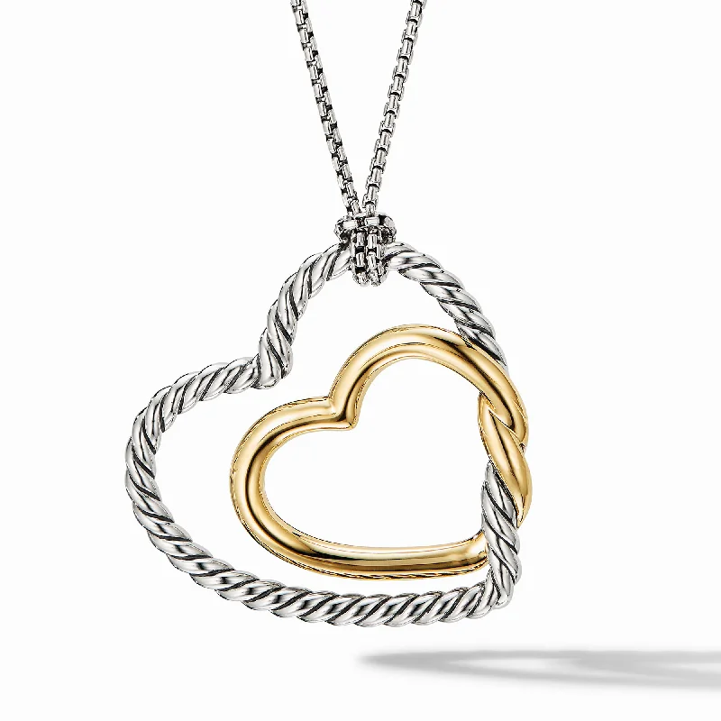 Fashion-Forward Jewelry At Exclusive Discounts Continuance® Heart Necklace in Sterling Silver with 18K Yellow Gold\, 38mm