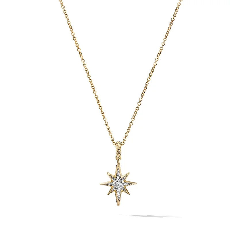 Buy More, Save More – Special Jewelry Discounts Cable Collectibles® North Star Necklace in 18K Yellow Gold with Pavé Diamonds\, 21.6mm