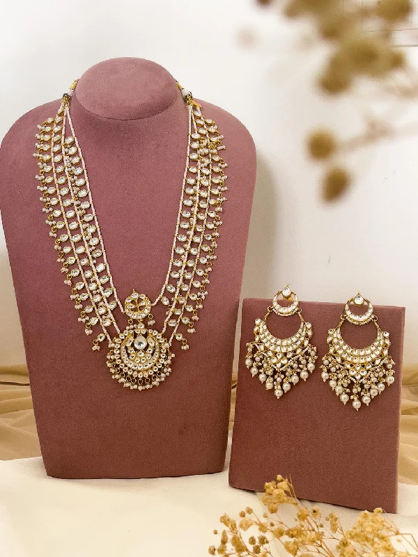 Pachi Kundan Three Layered Long Necklace