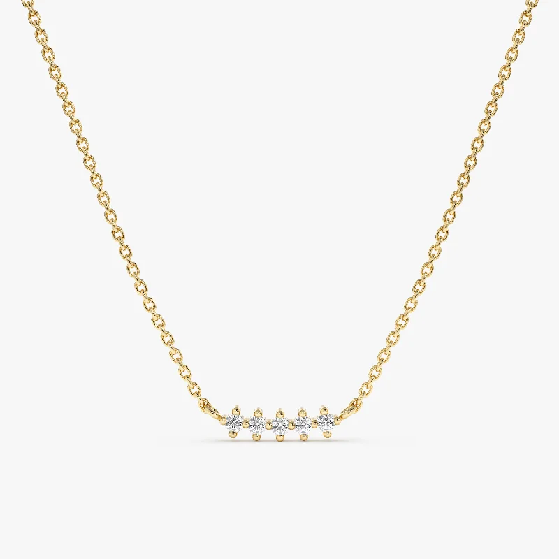 Prong Set Mini Diamond Bar Pendant Necklace, Patrice