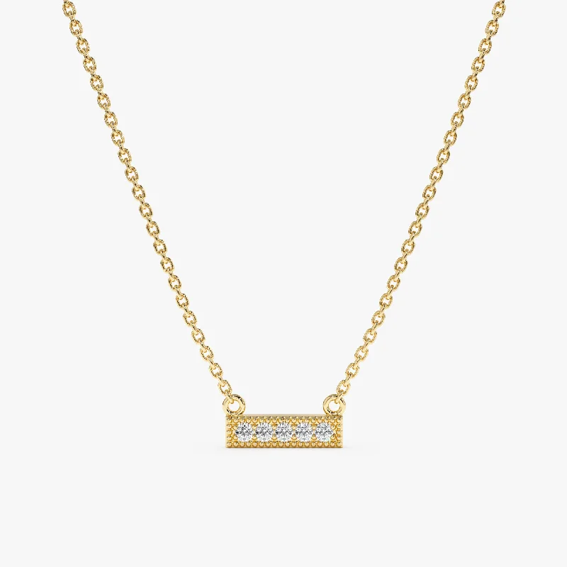 Minimalistic Design Natural Diamond Bar Necklace, Paula