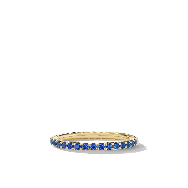 Final Call For Exquisite Jewelry At Reduced Rates Cable Collectibles® Stack Ring in 18K Yellow Gold with Pavé Blue Sapphires\, 2mm