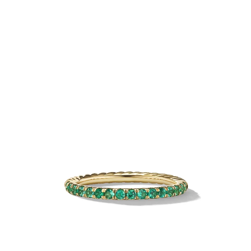 Luxury Meets Affordability – Jewelry Sale Live Now Cable Collectibles® Stack Ring in 18K Yellow Gold with Pavé Emeralds\, 2mm