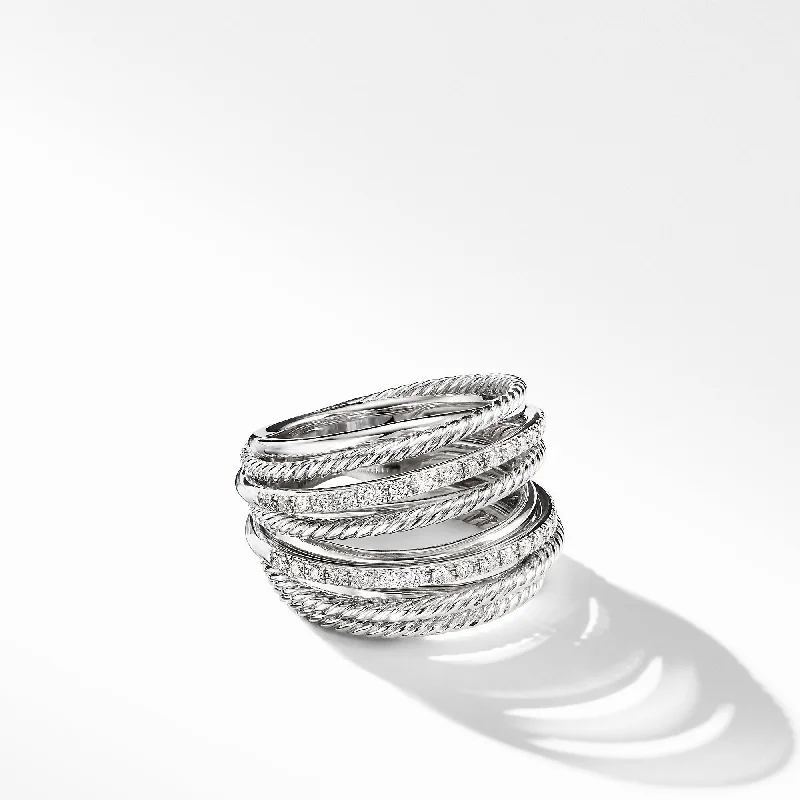 Best-Selling Jewelry Styles Now At Exclusive Discounts Crossover Ring in Sterling Silver with Diamonds\, 17.8mm