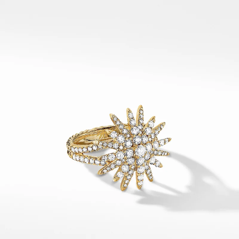 Sparkle On A Budget – Fine Jewelry For Less Starburst Ring in 18K Yellow Gold with Diamonds\, 20mm