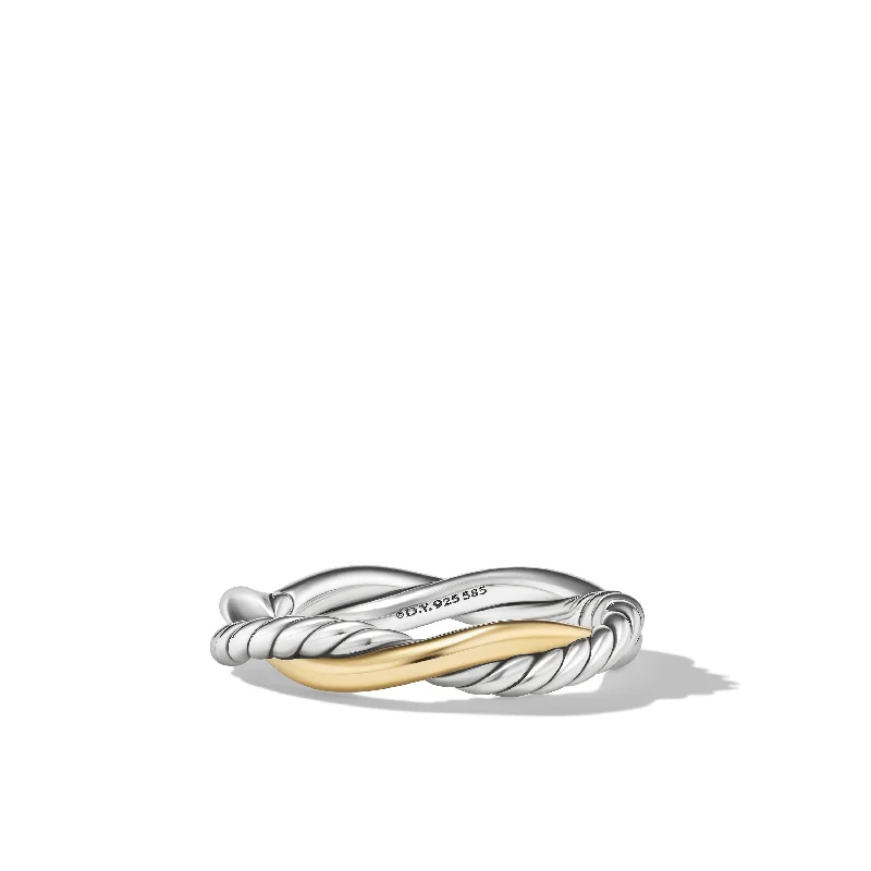 Unmissable Deals On Handmade Jewelry Collections Petite Infinity Band Ring in Sterling Silver with 14K Yellow Gold\, 4mm