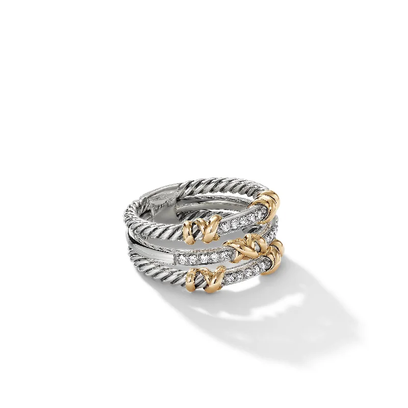 Best Jewelry Deals – Shop Premium Pieces At Great Prices Petite Helena Wrap Three Row Ring in Sterling Silver with 18K Yellow Gold and Diamonds\, 12mm