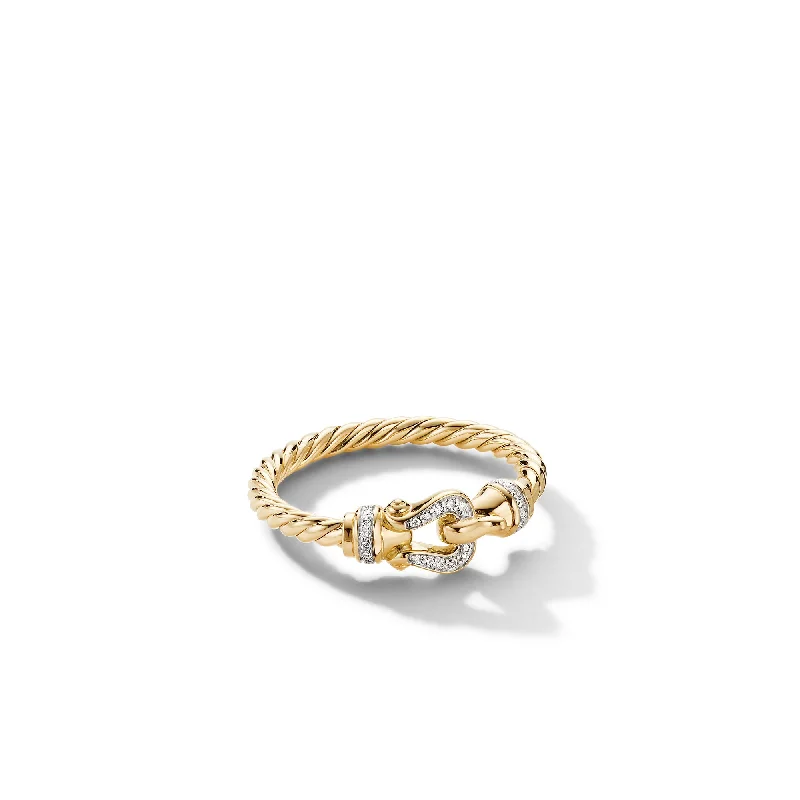 Must-Have Jewelry At Unbelievable Discounts Petite Buckle Ring in 18K Yellow Gold with Diamonds\, 2mm