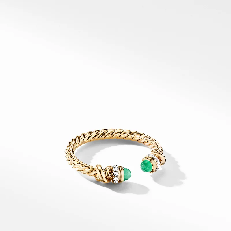 Don't Miss These Dazzling Jewelry Discounts Petite Helena Ring in 18K Yellow Gold with Emeralds and Diamonds\, 2.5mm