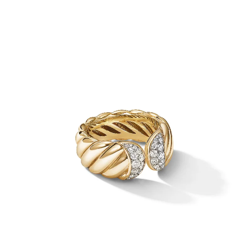 Unmissable Deals On Handmade Jewelry Collections Sculpted Cable Ring in 18K Yellow Gold with Diamonds\, 10mm