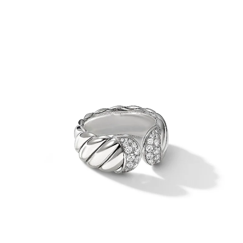 Exclusive Jewelry Markdowns – Limited-Time Offer Sculpted Cable Ring in Sterling Silver with Diamonds\, 10mm