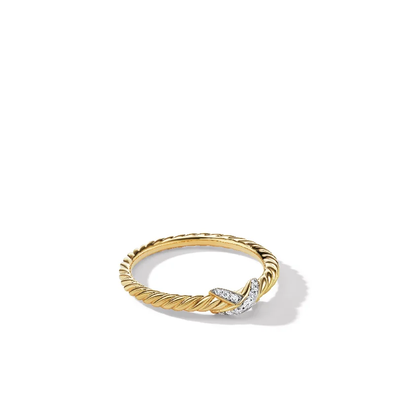 Luxury Jewelry At Unbeatable Discounts Petite X Ring in 18K Yellow Gold with Diamonds\, 2.2mm