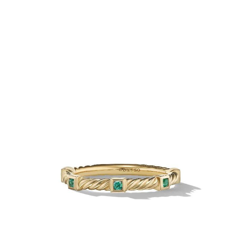 Jewelry Flash Sale – Stylish Designs At Unbeatable Rates Cable Collectibles® Stack Ring in 18K Yellow Gold with Emeralds\, 2mm