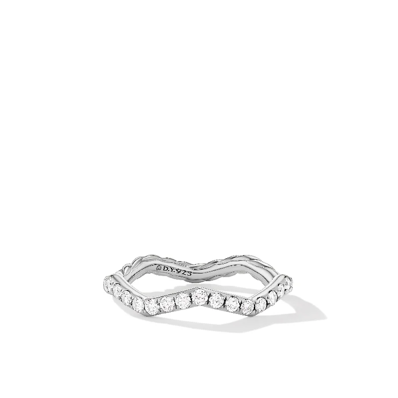 Affordable Luxury Jewelry For Every Occasion Zig Zag Stax™ Ring in Sterling Silver with Diamonds\, 2mm