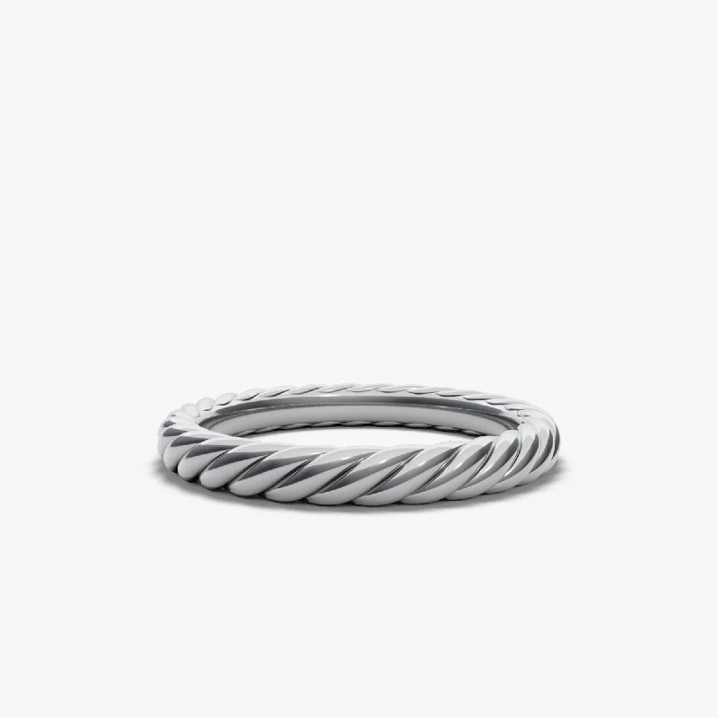 Seasonal Jewelry Deals – Elevate Your Style 3.4MM MODERN CABLE BAND RING SIL